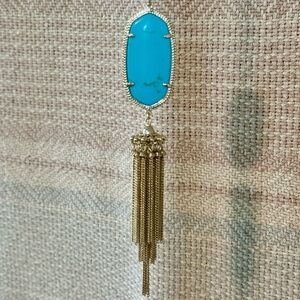 Kendra Scott Rayne Gold Long Pendant Necklace in Turquoise